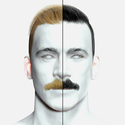 Classic Male Hair With Mustache