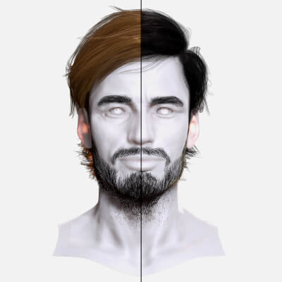 Combed Hair with Textured Beard - Realistic 3D Male Hair