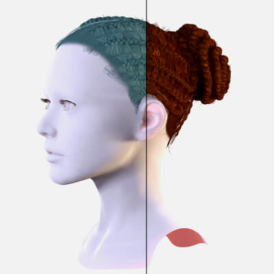 Cornrow Bun Hair - Realistic 3D Hairstyle for Women