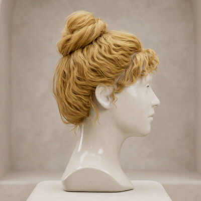 Curly Bun Hairstyle Realistic Hair Cards for Real Time