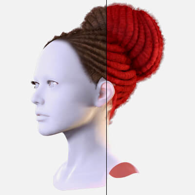 Dreadlock Bun Hair - Realistic 3D Female Hairstyle