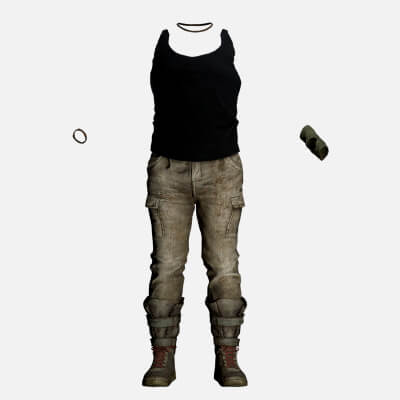 Female Action Outfit - Realistic Low Poly Game Clothing