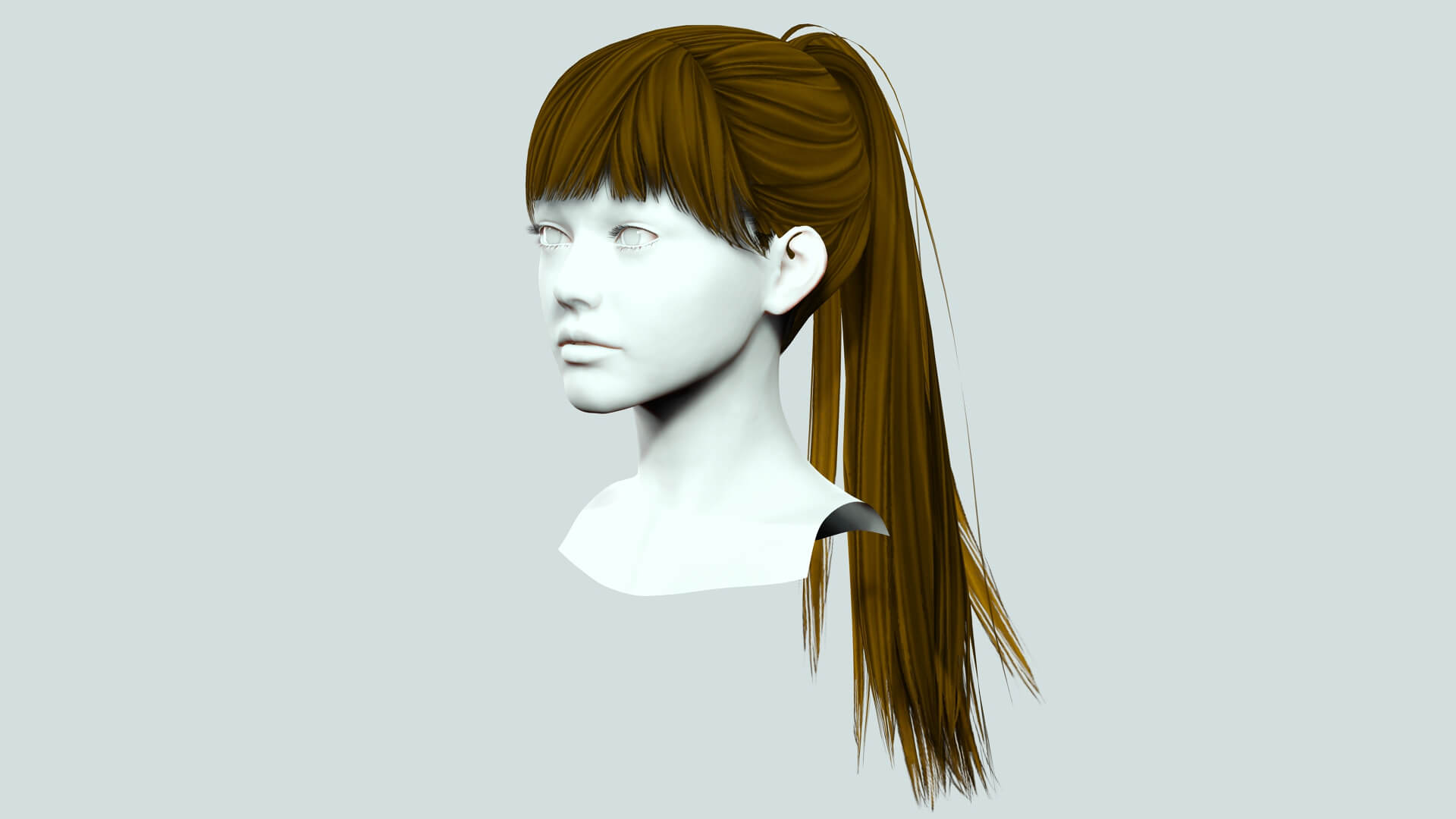 Female Hair - High Ponytail 3D Model by khaloui