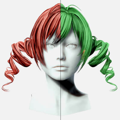 Female Hair- Spiral Spring Curly Pigtails