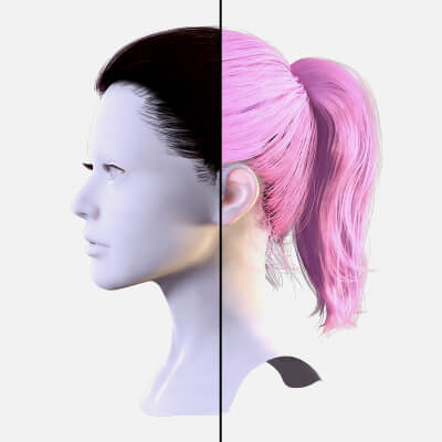 Game Ready 3D Female Hair Realistic Ponytail Model