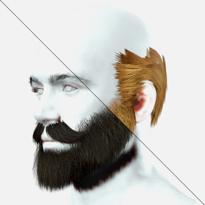 Half Blad Hair - Beard - Mustache