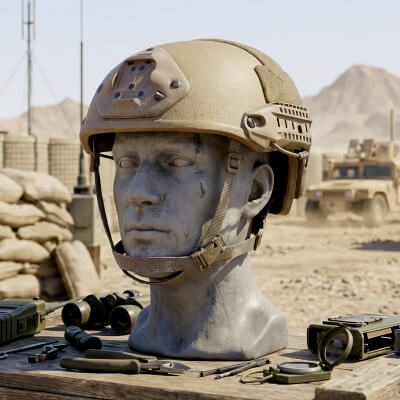 High-Cut Military Helmet with Rails