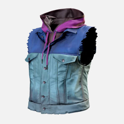 Hooded Denim Vest - Stylized PBR Game Outfit