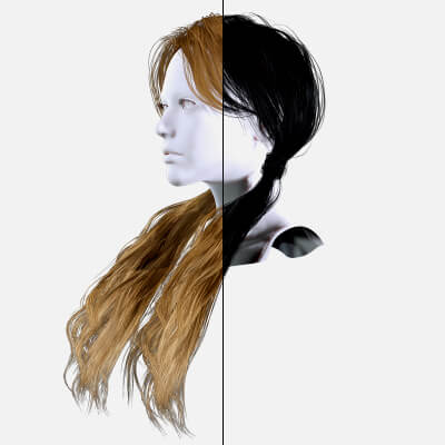 Long Double Ponytail Hairstyle - Realistic 3D Hair
