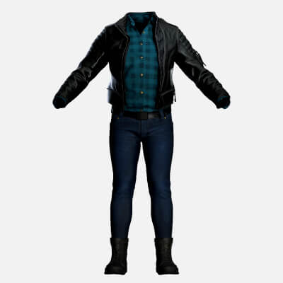 Male Leather Jacket and Plaid Shirt Outfit