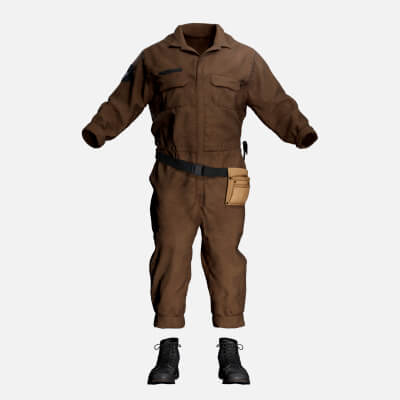 Male Workshop Jumpsuit Boots Low-Poly 3D Model