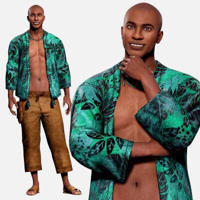 Marcus- Summer Getaway Male Avatar in Tropical Outfit