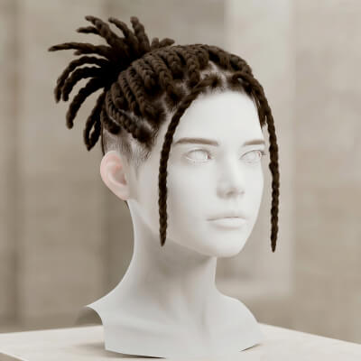 MetaHuman Compatible Braided Dreadlocks Ponytail Hair Cards