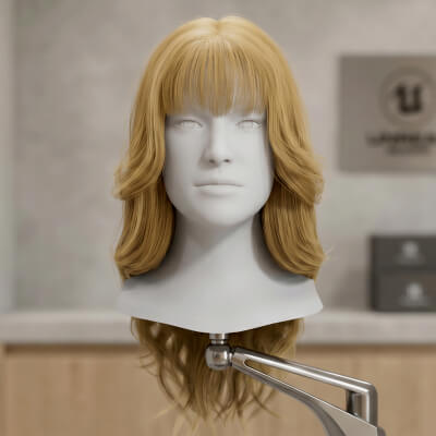 Metahuman Compatible Wavy Hair with Bangs Hair Cards