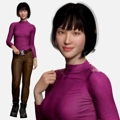 Noi - Autumn Chic Asian Bueauty in Purple and Brown
