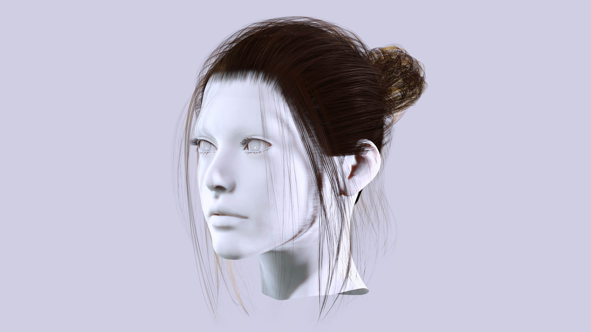 Female Bun Hairstyle Realtime - 3D Model by khaloui