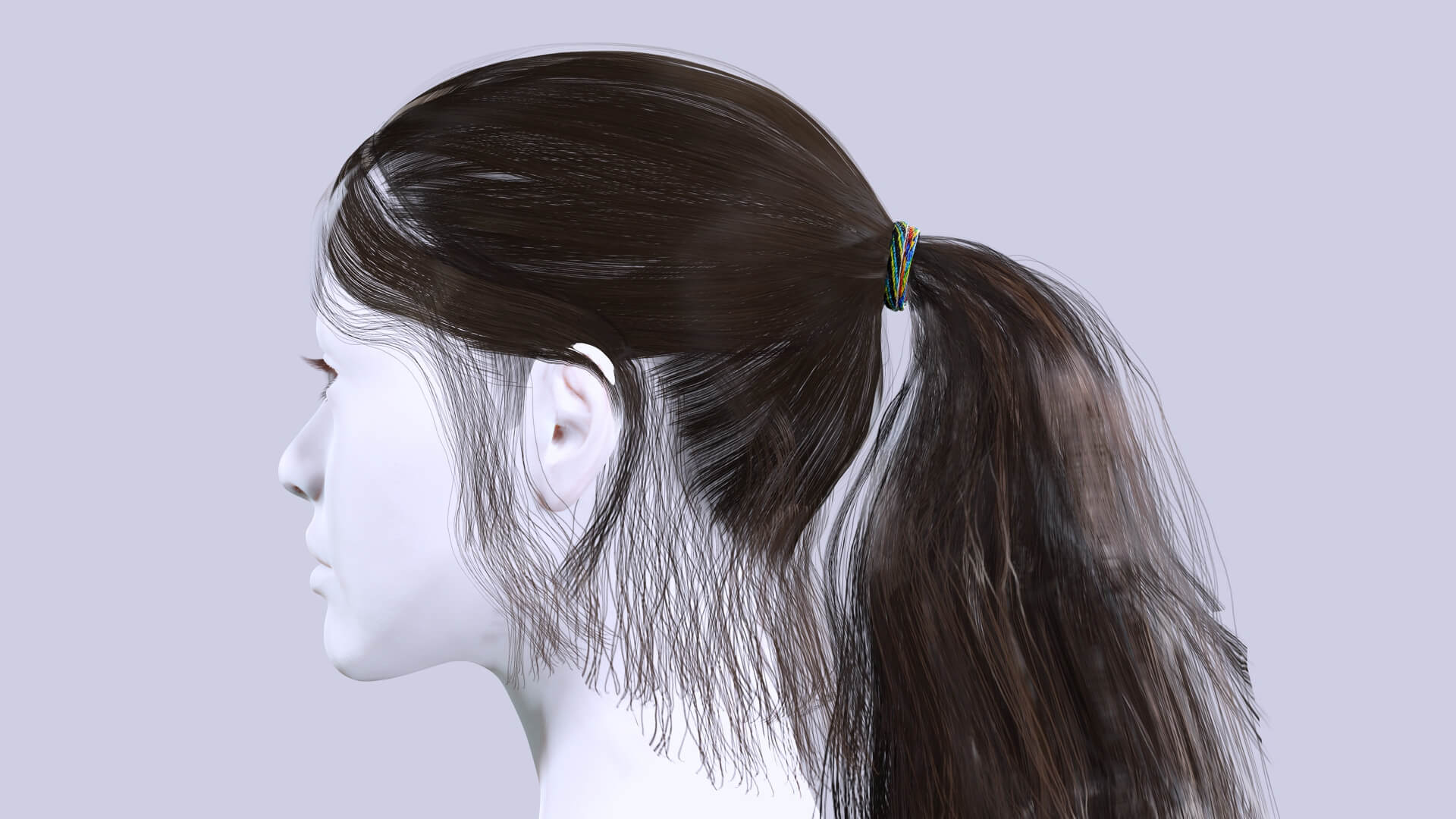 Ponytail Female Hair - 3D Model by khaloui