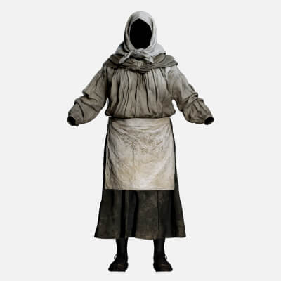 Poor Medieval Villager Set - Scarf Apron Skirt