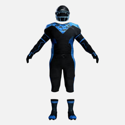 Realistic American Football Outfit Blue Black