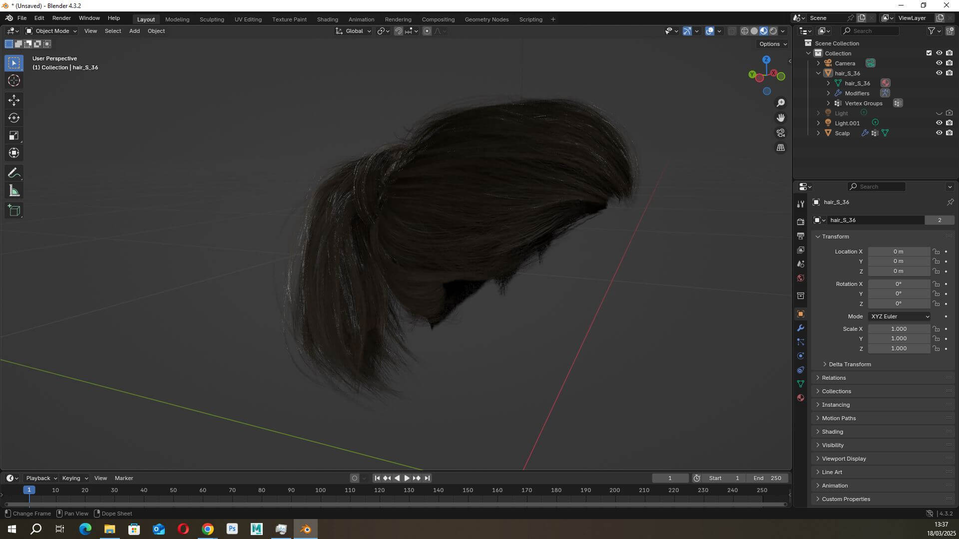 Realistic Brunette Ponytail - Game Ready Hairstyle 3D Model by khaloui