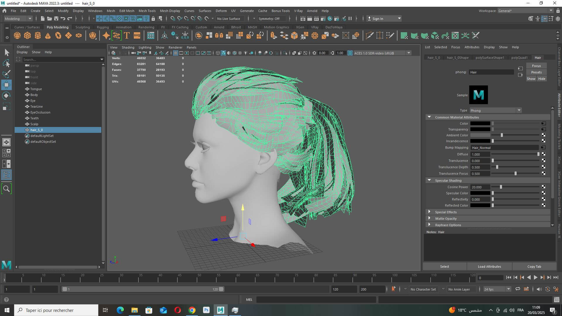 Realistic Brunette Ponytail - Game Ready Hairstyle 3D Model by khaloui