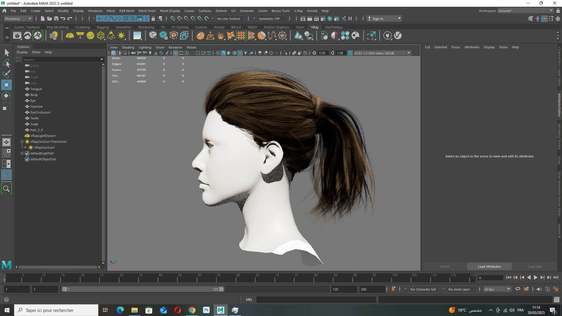 Realistic Brunette Ponytail - Game Ready Hairstyle 3D Model by khaloui
