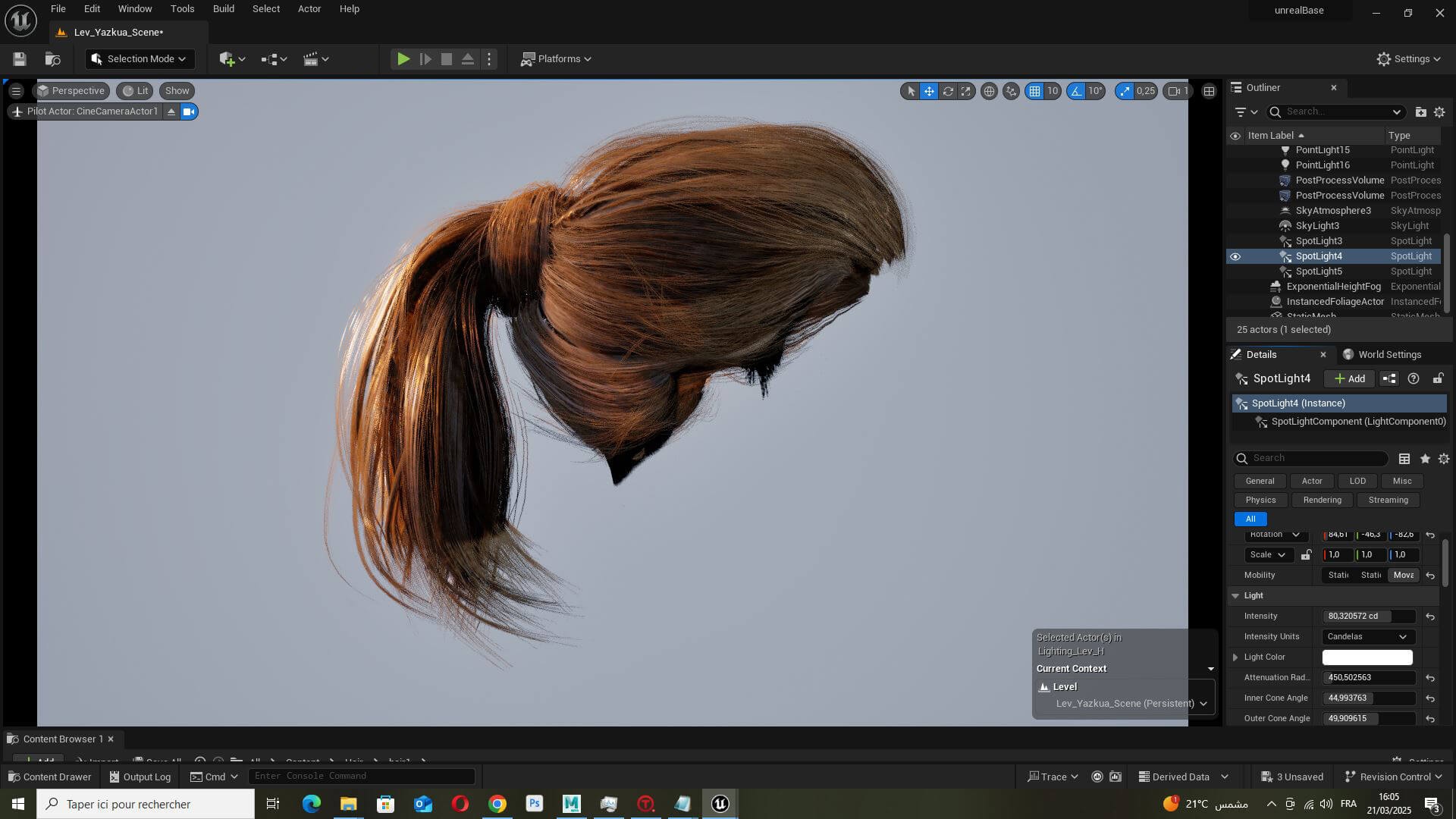 Realistic Brunette Ponytail - Game Ready Hairstyle 3D Model by khaloui image.