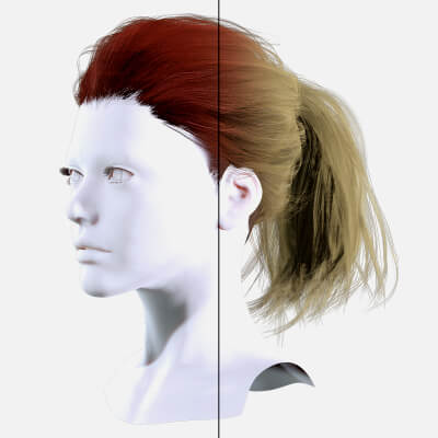 Realistic Brunette Ponytail - Game Ready Hairstyle 3D Model by khaloui