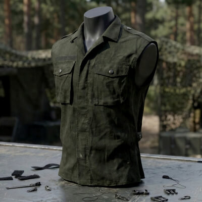 Realistic Dirty Military Button-Up Vest