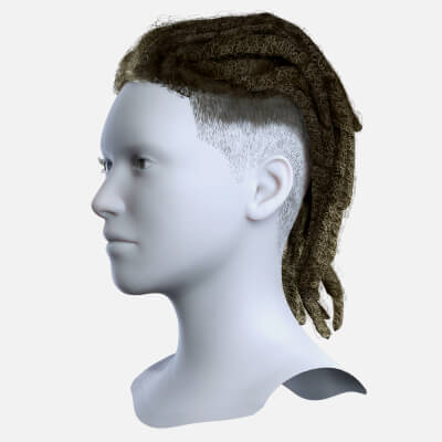 Realistic Dreadlocks Undercut Hair Cards Game Ready Low Poly