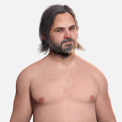 Realistic Fat Old Man Mid Age