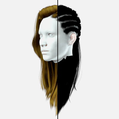 Realistic Female Hair Braided