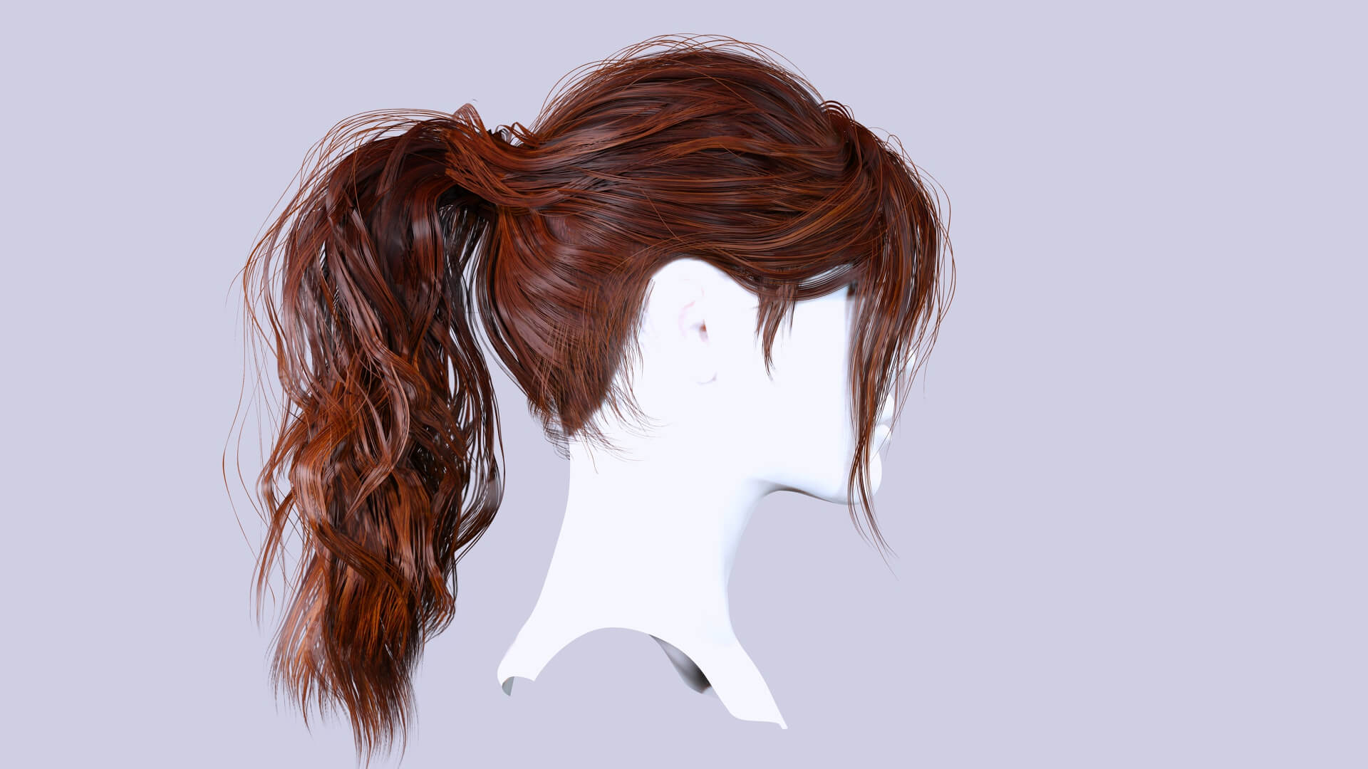 Female Ponytail Curly Hair Style - 3D Model by khaloui