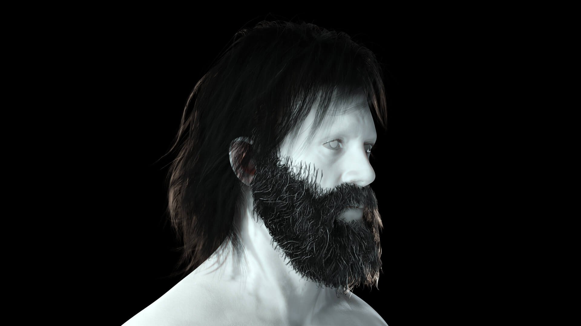 Mustache Rendered Realistic Realistic Hair Beard Brows Mustache Low Poly - 3D Model by khaloui