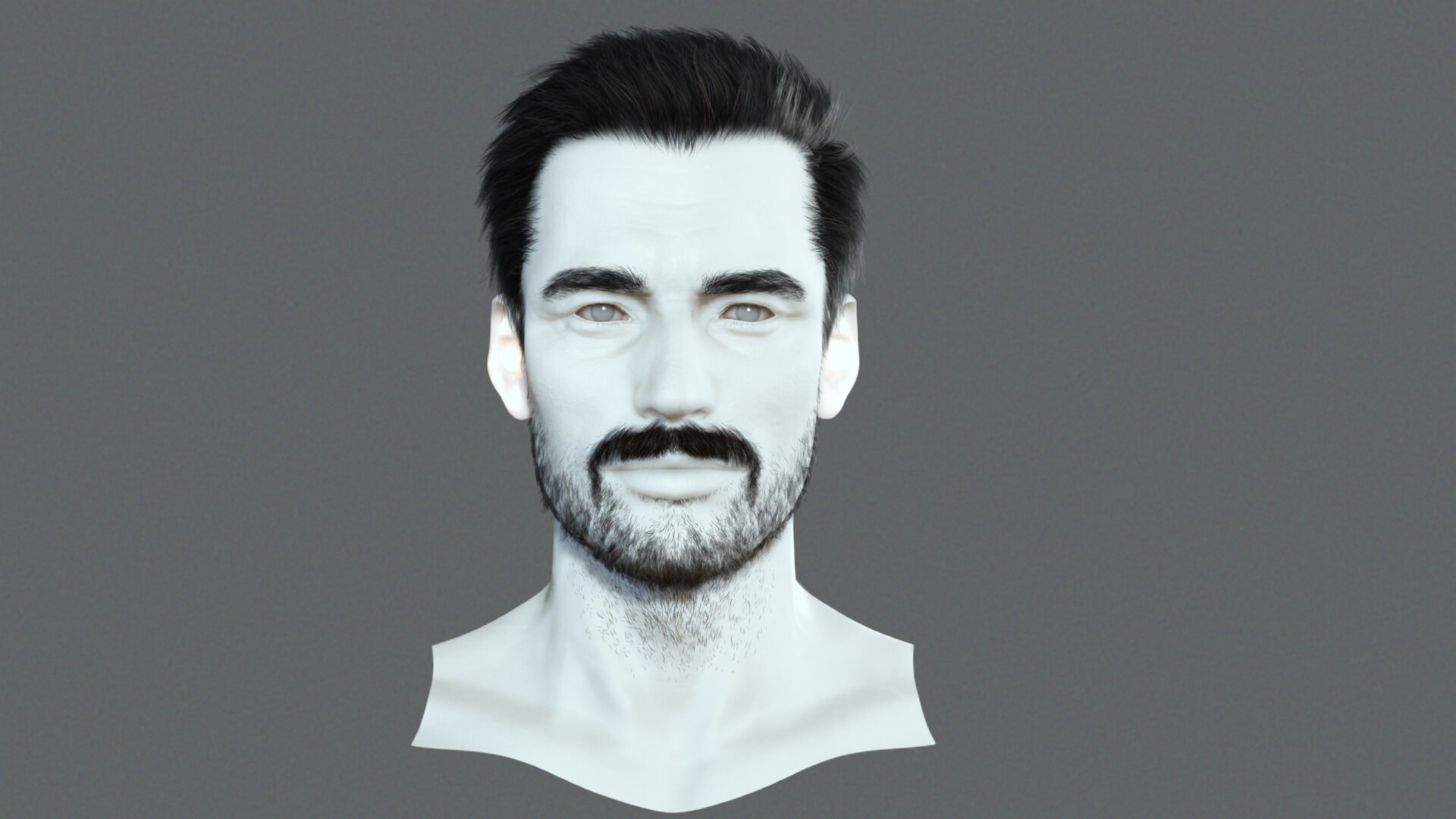Mustache Rendered Realistic Realistic Hair Beard Brows Mustache P1 - 3D Model by khaloui