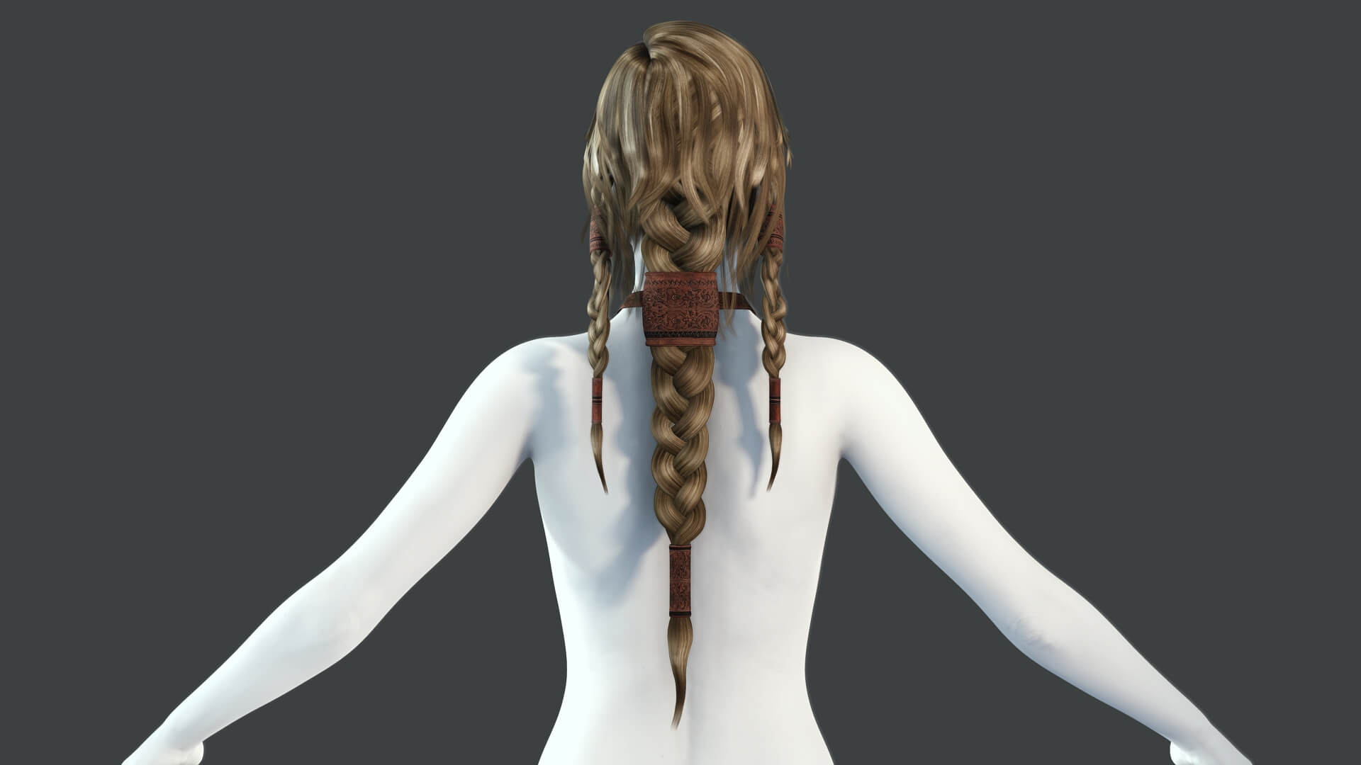 Poly Braid Realistic Hair Braid Realtime Low Poly - 3D Model by khaloui