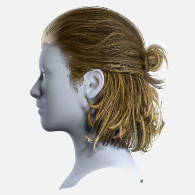 Realistic Half-Bun Low-Poly Hair Cards metahuman Compatible