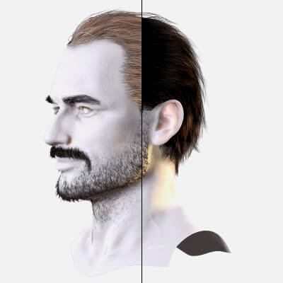 Realistic Male Hairstyle and Beard - Game Ready 3D Model