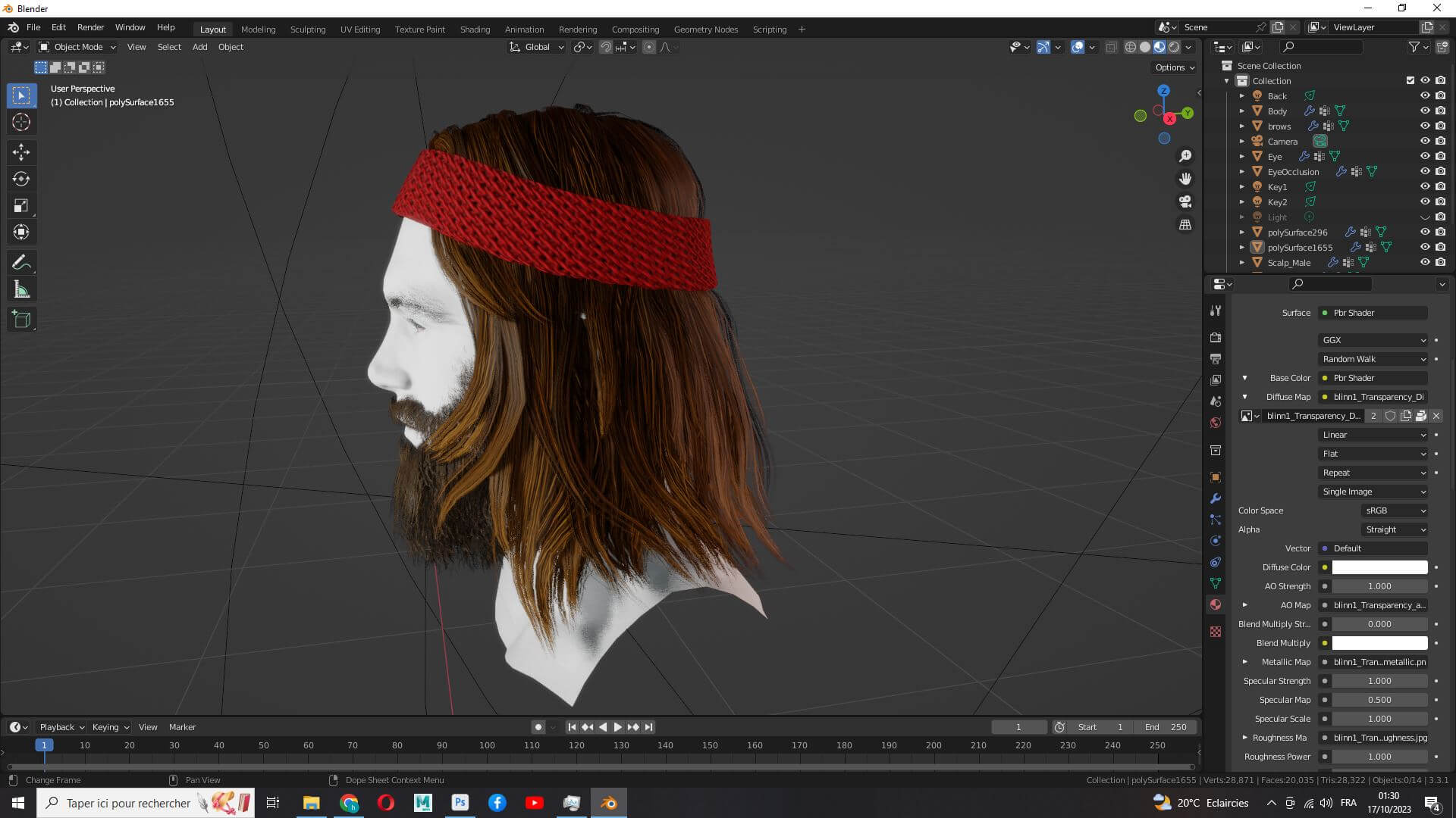 Realistic Rasta Hair - 3D Model by khaloui