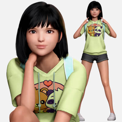 Realistic Schoolgirl Game Ready 3D Character