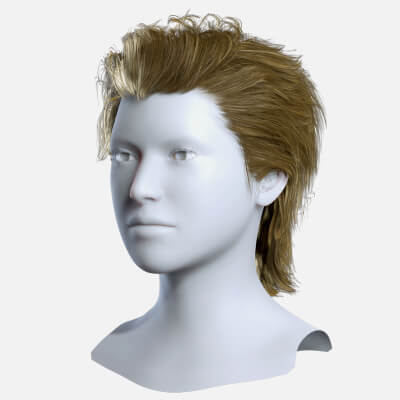 Realistic Shaggy Mullet Hair Cards Low Poly Realtime Ready
