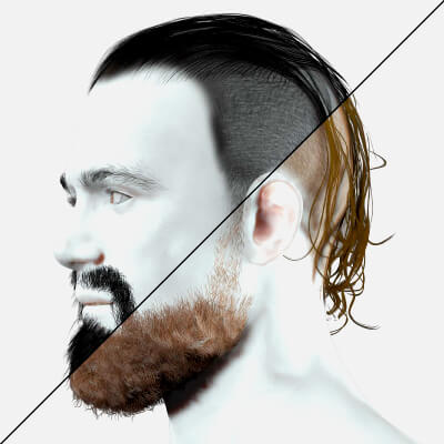 Realistic Shaved Long Hair - Man