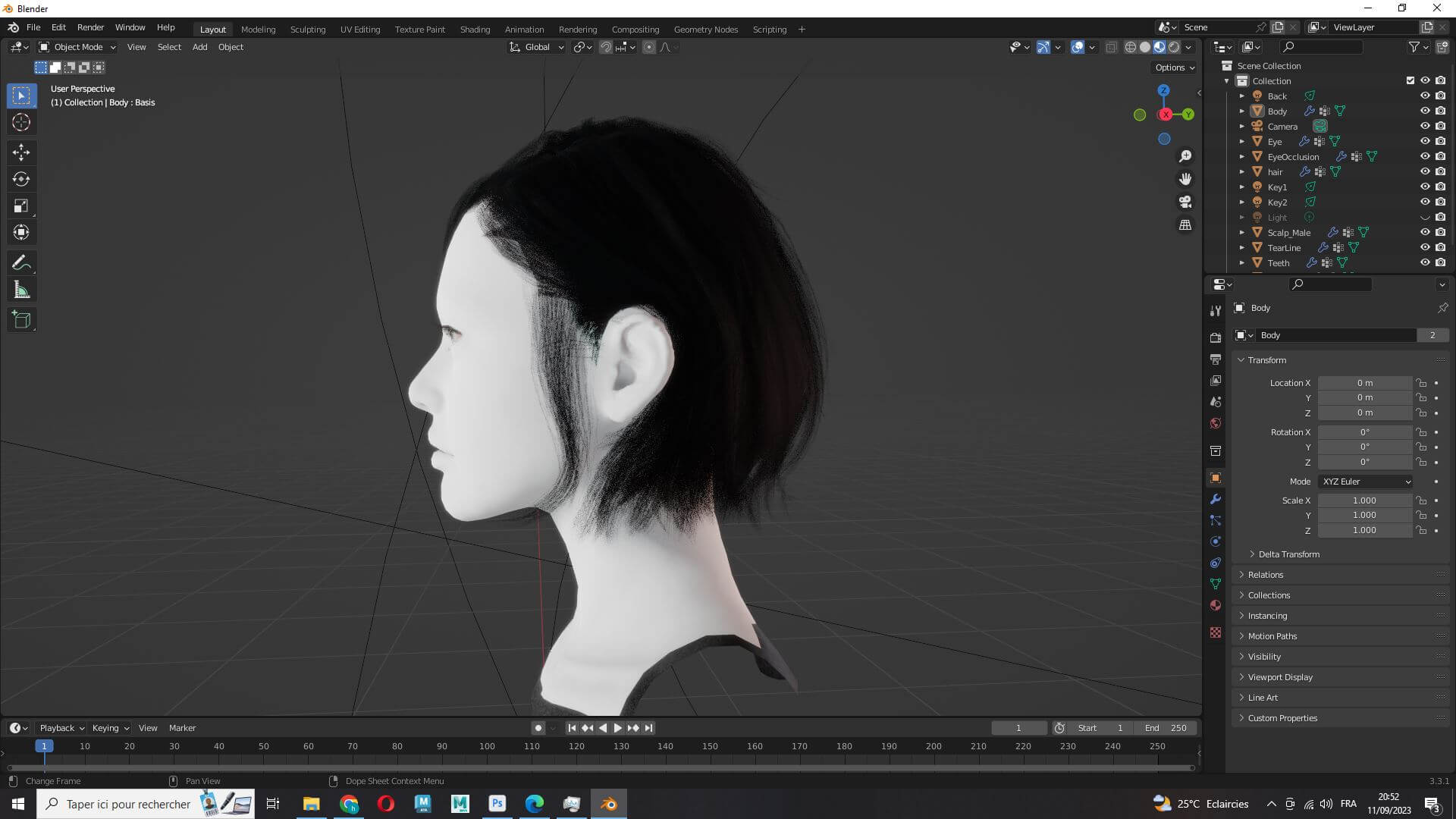 Realistic Short Hair Female - 3D Model by khaloui
