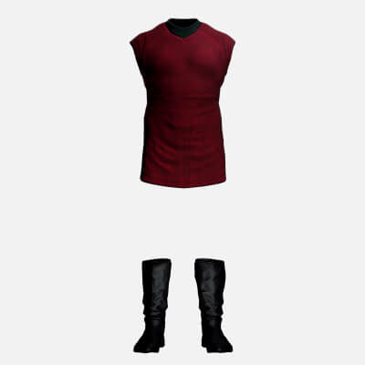 Realistic Women Casual Outfit - Red Knit Dress Black Boots