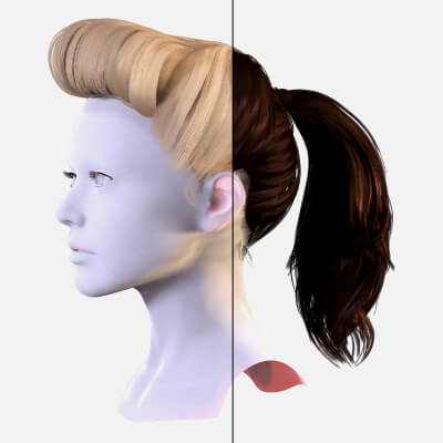 Retro Puff Ponytail Hairstyle - Game Render Asset