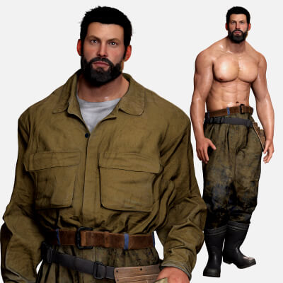 Rick Military Mechanic Game-Ready Repairman Character