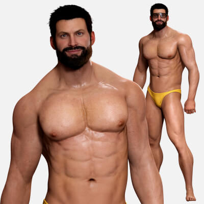 Rick Realistic Male Bodybuilder Character PBR Rigged