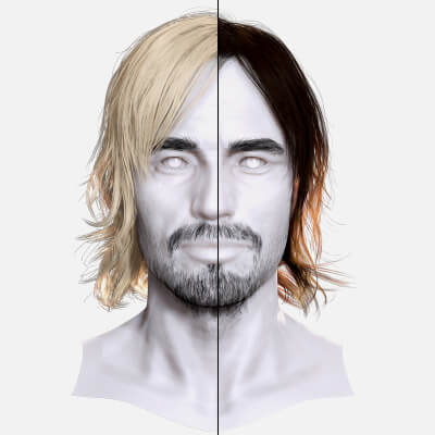 Shaggy Hair Beard Combo - Game-Ready 3D Asset