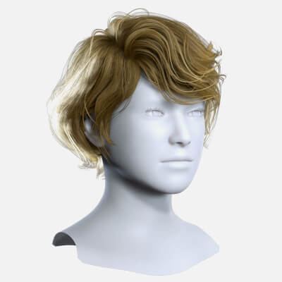 Short Messy Wavy Hair Realistic Low Poly Hair Cards Low Poly