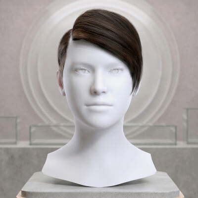 Short Pixie Cut Hair Cards Realistic Real-Time Side Swept
